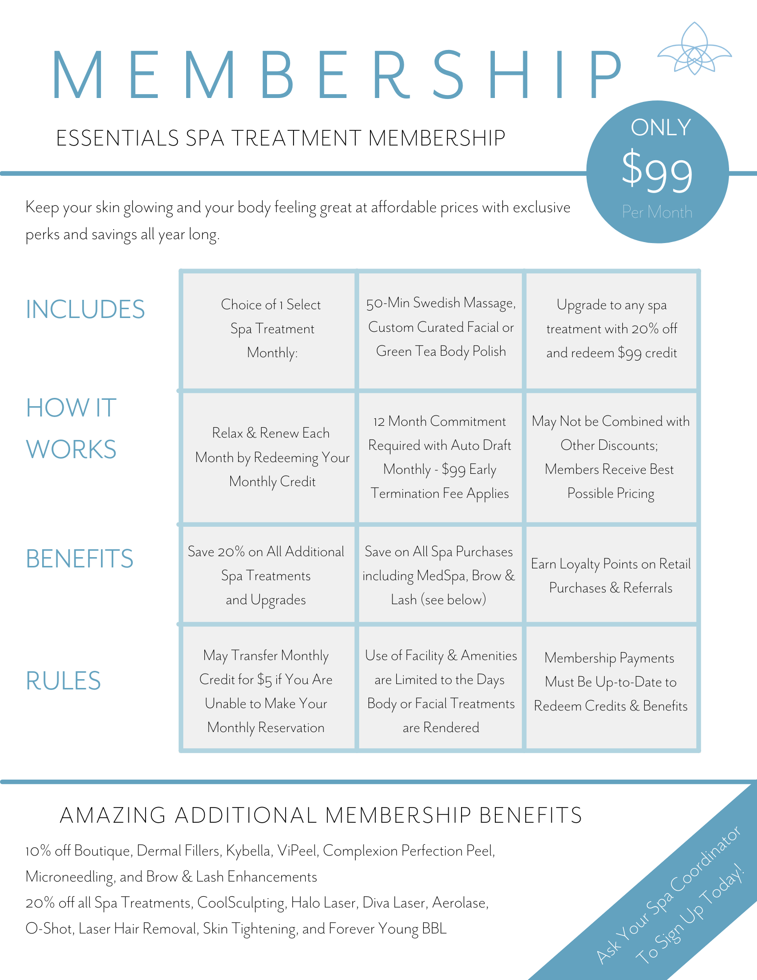 Spa Treatment Membership Infographic