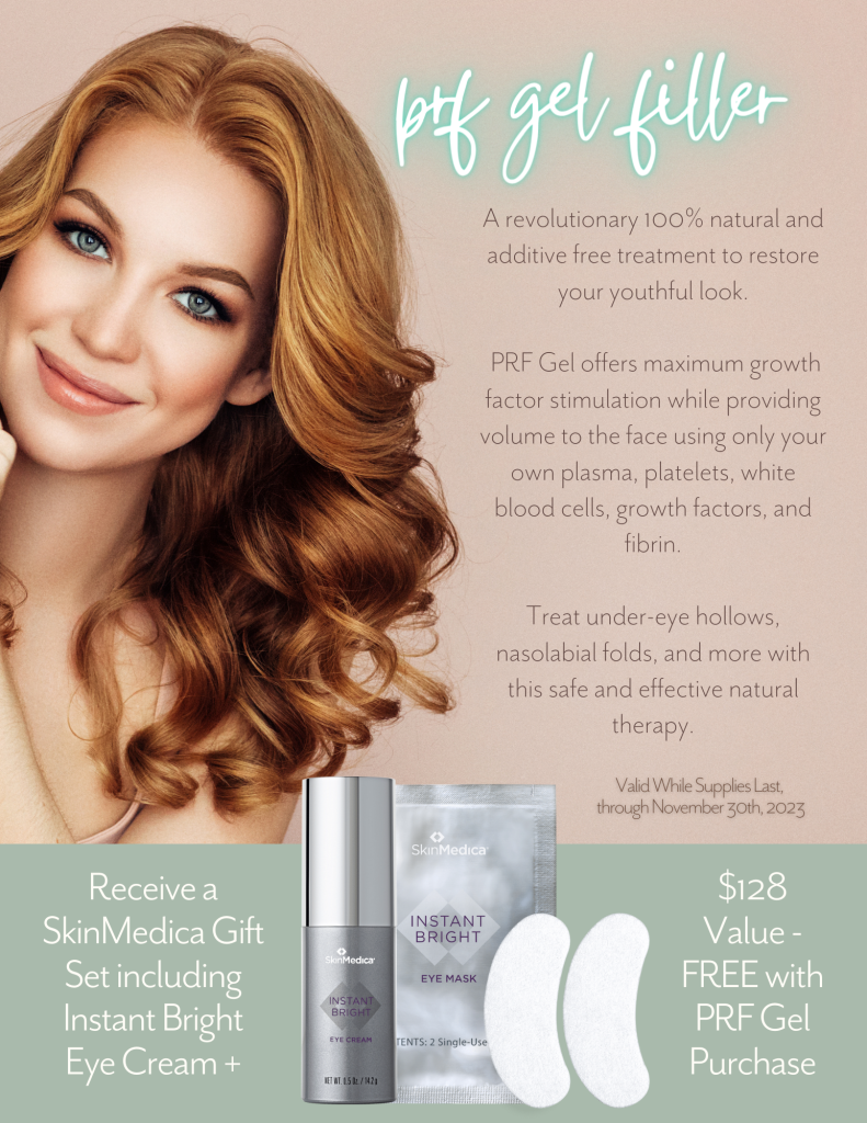 PRF gel filler is another new service launching this month. Restore youthful fullness and a subtle glow to your complexion without the use of traditional dermal fillers.