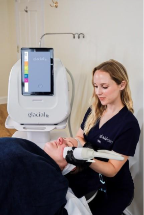 Procedure of customer getting Glacial Skin Treatment