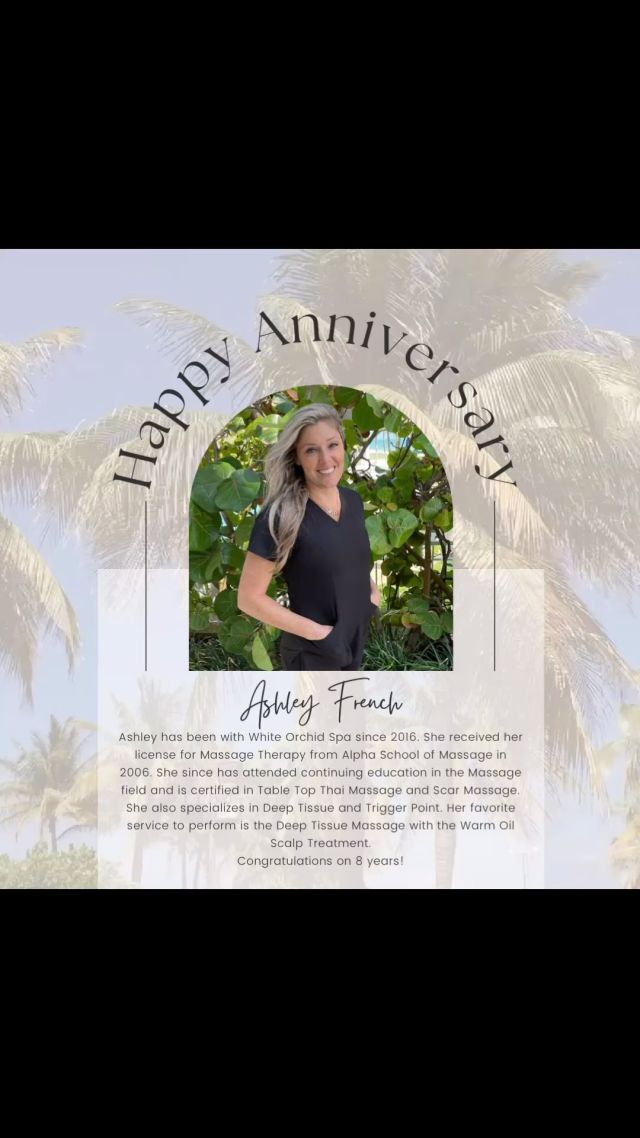 8 Wonderful Years 🙌🏼

Congratulations Ashley on 8 years! Thank you for your hard work, dedication, and constant humor! We are grateful to have you a part of the White Orchid Team! 🥰