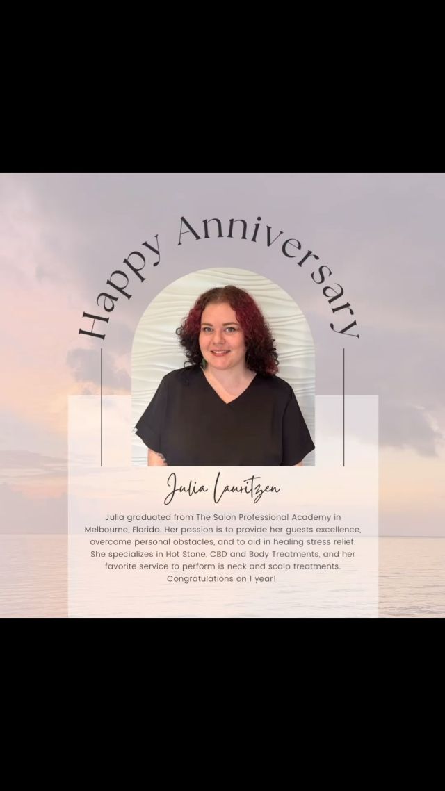 Coming in hot with a first anniversary! 🎉

Congratulations Julia on one year! She is one of our very skilled licensed massage therapists, thank you for all your hard work! 💕