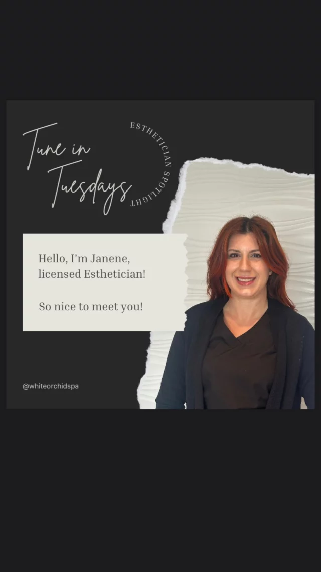 🌟 Esthetician Spotlight! 🌟 

Meet Janene, one of the fabulous estheticians at White Orchid Spa! 💖 From rejuvenating facials to expert waxing, lash lifts, and eyebrow laminations, she’s here to cater to all your skincare needs.✨ Ready to pamper yourself? Call, text, book online, or email us to schedule your appointment with Janene today! 🌸🧖‍♀️

#whiteorchidspa #skincaregoal #esthetician #selfcare #spa #relaxandunwind #lashliftandtint #browlamination