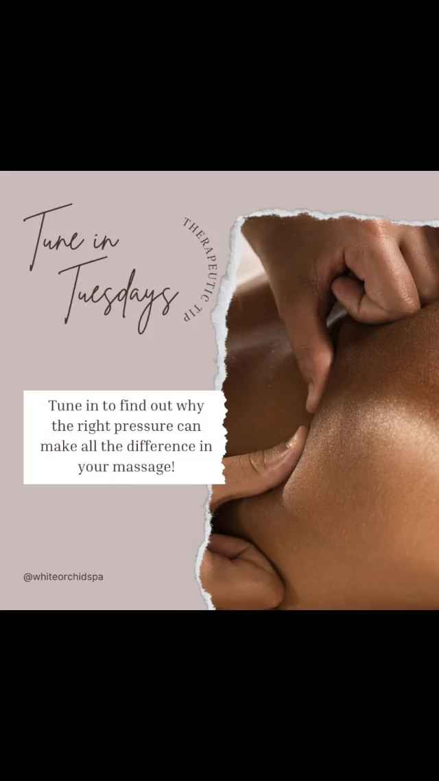 ✨Tune in Tuesday- Therapeutic tip! ✨

Ever wondered how much pressure is just right during a massage? Our licensed massage therapist’s: Beth and Michael dive into all things pressure—why it matters, how it’s customized just for you, and what’s best for your body. Don’t miss their expert insights! 💆‍♀️

💬 Schedule your reservation today! 📅✨ #massagetherapy #selfcare #wellnessjourney #whiteorchidspa #relaxandunwind #spa #massagetherapist #kimpton #verobeachflorida
